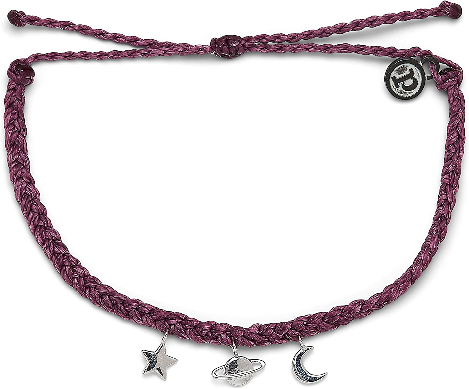 Pura Vida Silver or Rose Gold Cosmic Charms Bracelet - 100% Waterproof, Adjustable Band - Brand Charm Apparel & Accessories > Jewelry > Bracelets Pura Vida Dark Lilac  