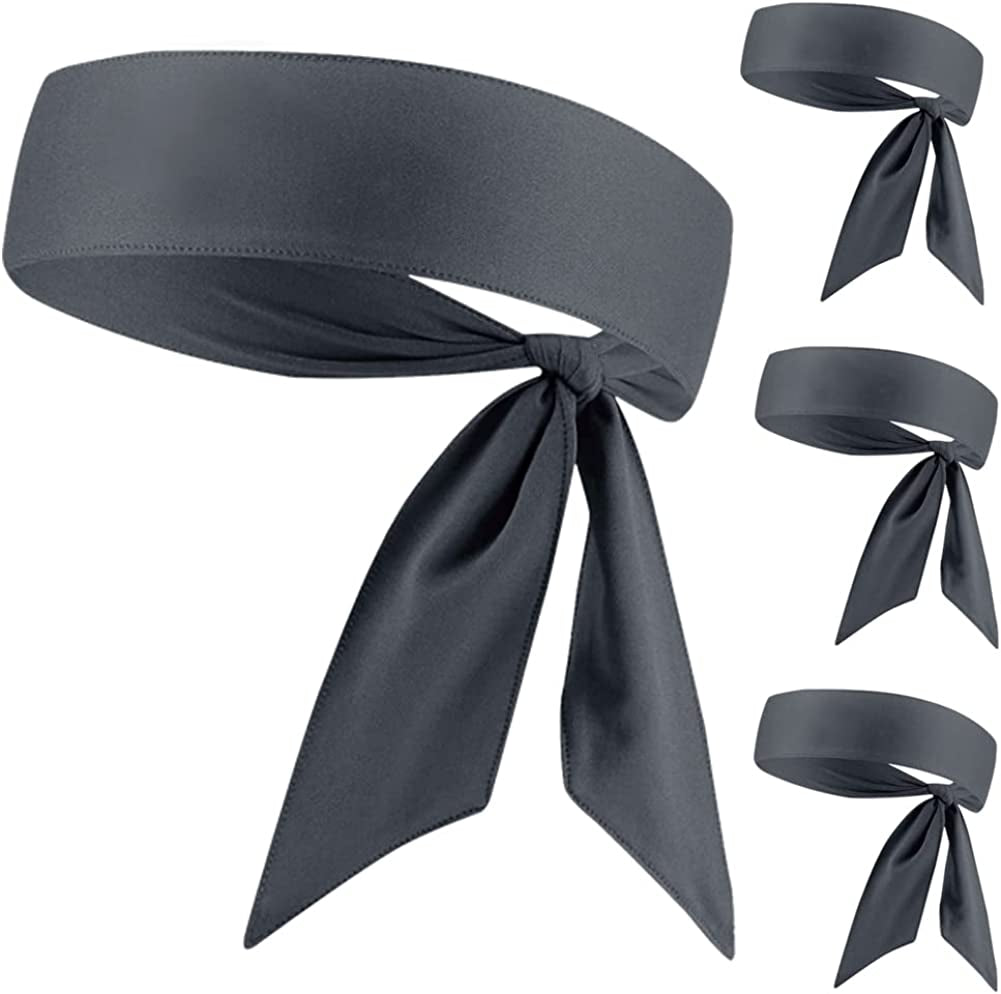 Sweat Wicking Head Tie, Tie Back Headband, Tie up Hair Band for Men Women Kids Girls Boys, Athletic Ninja Sweatband Head Wraps, Pirates Bandana Headwrap for Tennis, Workout Apparel & Accessories > Clothing Accessories > Bandanas & Headties JHYWELL Gray Pack  