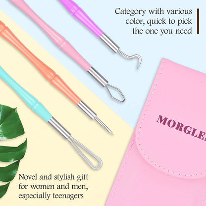 Pimple Popper Tool Kit, MORGLES 14-Heads Professional Stainless Acne Zit Popper Extraction Tools for Facial Nose with Leather Case Health & Beauty > Personal Care > Cosmetics > Cosmetic Tools > Skin Care Tools MORGLES   