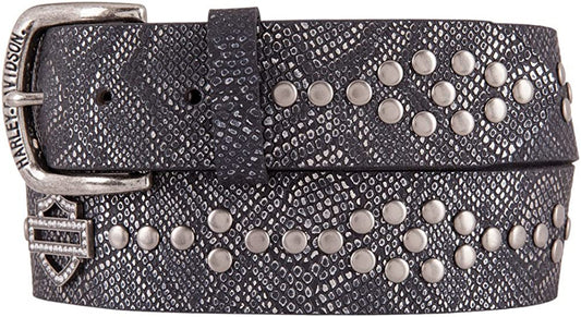 Harley-Davidson Women'S Studded Bling Snake Leather Belt, Black HDWBT11450 Apparel & Accessories > Clothing Accessories > Belts Harley-Davidson   