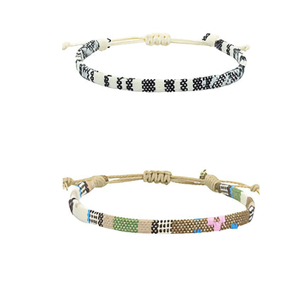 Bracelets for Men-2 Surfer Beach Bracelet Set-Holiday Gift-Hand Made Boho Bracelets -Outdoor Sports Men'S and Women'S Anklet -Ethnic Hippie Style Accessories Apparel & Accessories > Jewelry > Bracelets MEINESQIS white black + brown  