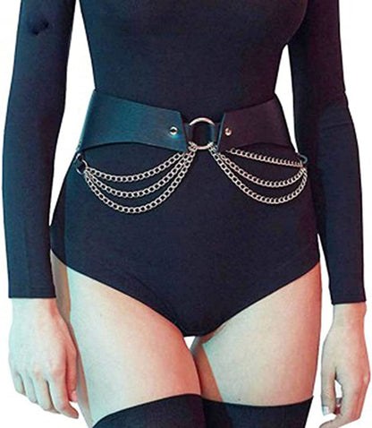 Relbcy Punk Waist Chain Belt Layered Leather Body Harness Chains Rave Body Belts Waist Accessories for Women and Girls Apparel & Accessories > Jewelry > Body Jewelry RELBCY D-Style4  