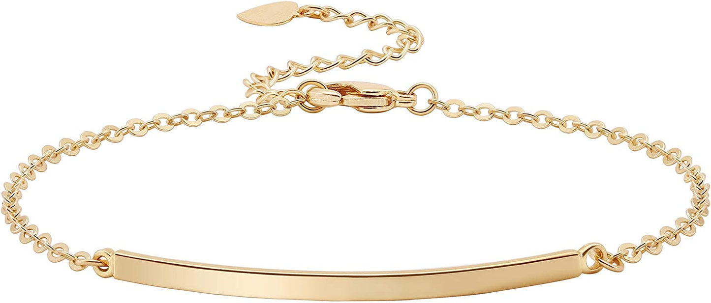 Dainty Gold Bar Bracelet for Women Simple Delicate Thin Cuff Bangle Hook Bracelet 18K Gold Plated Handmade Minimalist Jewelry Apparel & Accessories > Jewelry > Bracelets Annie 1.Bar Bracelet  