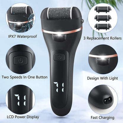 Electric Callus Remover for Feet, Rechargeable Foot File Pedicure Tools,12 in 1 Pedicure Kit for Cracked Heels Calluses Dead Skin,Pedi Foot Scrubber with 3 Roller Heads,2 Speed,Battery Display Health & Beauty > Personal Care > Foot Care SIHOHAN   
