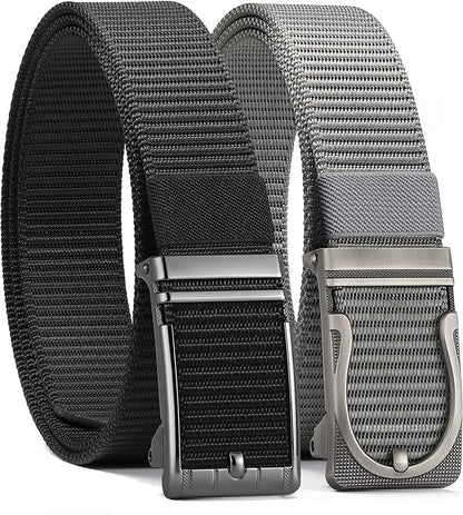 ITIEZY Men'S Nylon Ratchet Belt 2Pack, Adjustable Web Military Tactical Belt with Automatic Slide Buckle, Trim to Fit Apparel & Accessories > Clothing Accessories > Belts ITIEZY   