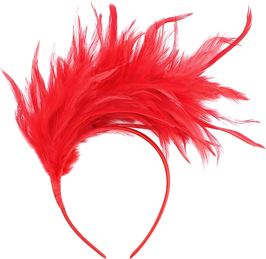 DRESHOW 1920S Fascinator Feather Headband for Women Cocktail Tea Party Headwear Flapper Gatsby Headpiece Apparel & Accessories > Clothing Accessories > Headwear DRESHOW   