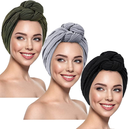 DANMY Women'S Beanie Turban Hats, Indian Hats Headscarves, Beanie Hats for Women,Turban for Women Apparel & Accessories > Clothing Accessories > Headwear DANMY Gray & Army-green & Black -3pcs  