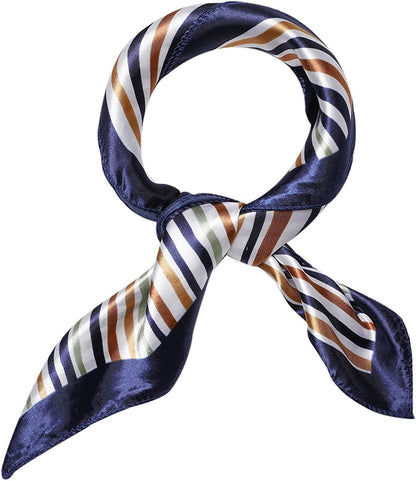 Uxcell Women'S Floral Leopard Polka Dots Striped Print Square Kerchief Neck Scarf Shawl Apparel & Accessories > Clothing Accessories > Scarves & Shawls uxcell Brown 19.5*19.5 