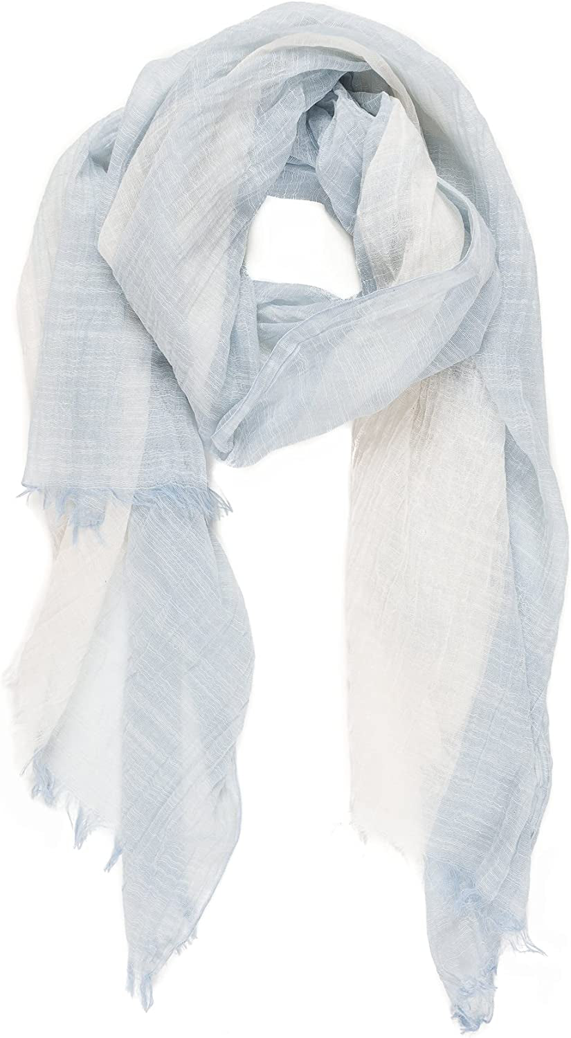 Scarf for Women Lightweight Geometric Fashion Spring Fall Winter Scarves Shawl Wraps Apparel & Accessories > Clothing Accessories > Scarves & Shawls MELIFLUOS DESIGNED IN SPAIN Madrid Collections 10 - Blue and Off White  