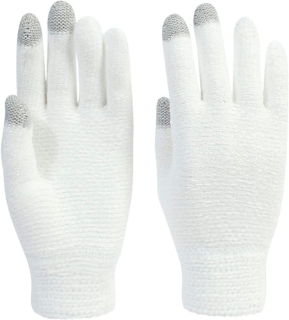 Women Winter Warm Touch Screen Gloves Knitted Soft Elastic Thick Gloves for Clod Weather Apparel & Accessories > Clothing Accessories > Gloves & Mittens Muryobao Z-white  