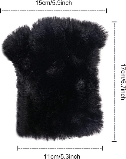 CECELORIA Women Faux Fur Fingerless Gloves - Soft Winter Gloves, Furry Gloves for Women Winter Warm Costume Accessories Apparel & Accessories > Clothing Accessories > Gloves & Mittens CECELORIA   