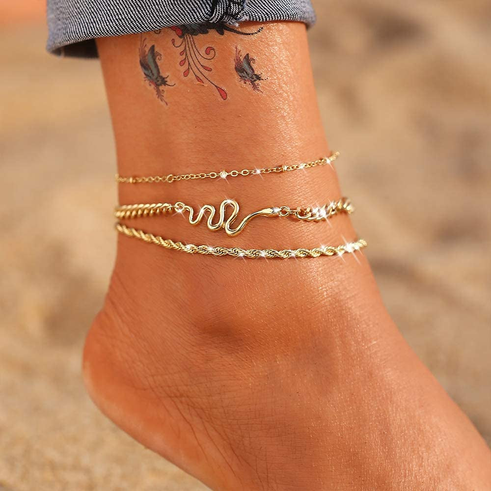 Gold Ankle Bracelets for Women, Girls Boho Anklet Bracelet Set, Silver Butterfly Foot Chains, Womens Adjustable Cute Anklets Apparel & Accessories > Jewelry > Anklets iF YOU   