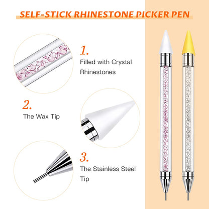 Vikerer 2 Pack Rhinestone Picker, Diamond Painting Dotting Pen Dual-End Rhinestones Pickup Tool for Nail Gems Stones Crystals DIY Nail Art Crafts with 2 Extra Tips and 1X Tweezer Health & Beauty > Personal Care > Cosmetics > Cosmetic Tools > Nail Tools Vikerer   