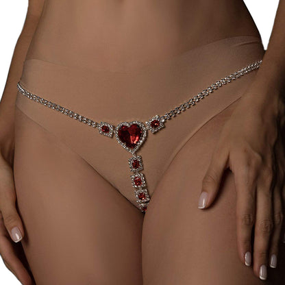 Sexy Red Rhinestone Panties Thong Crystal Waist Belly Bikini Body Chain Jewelry Rhinestone Underwear G-String Chain for Women (Silver 1) Apparel & Accessories > Jewelry > Body Jewelry Cusmyre Silver 2  