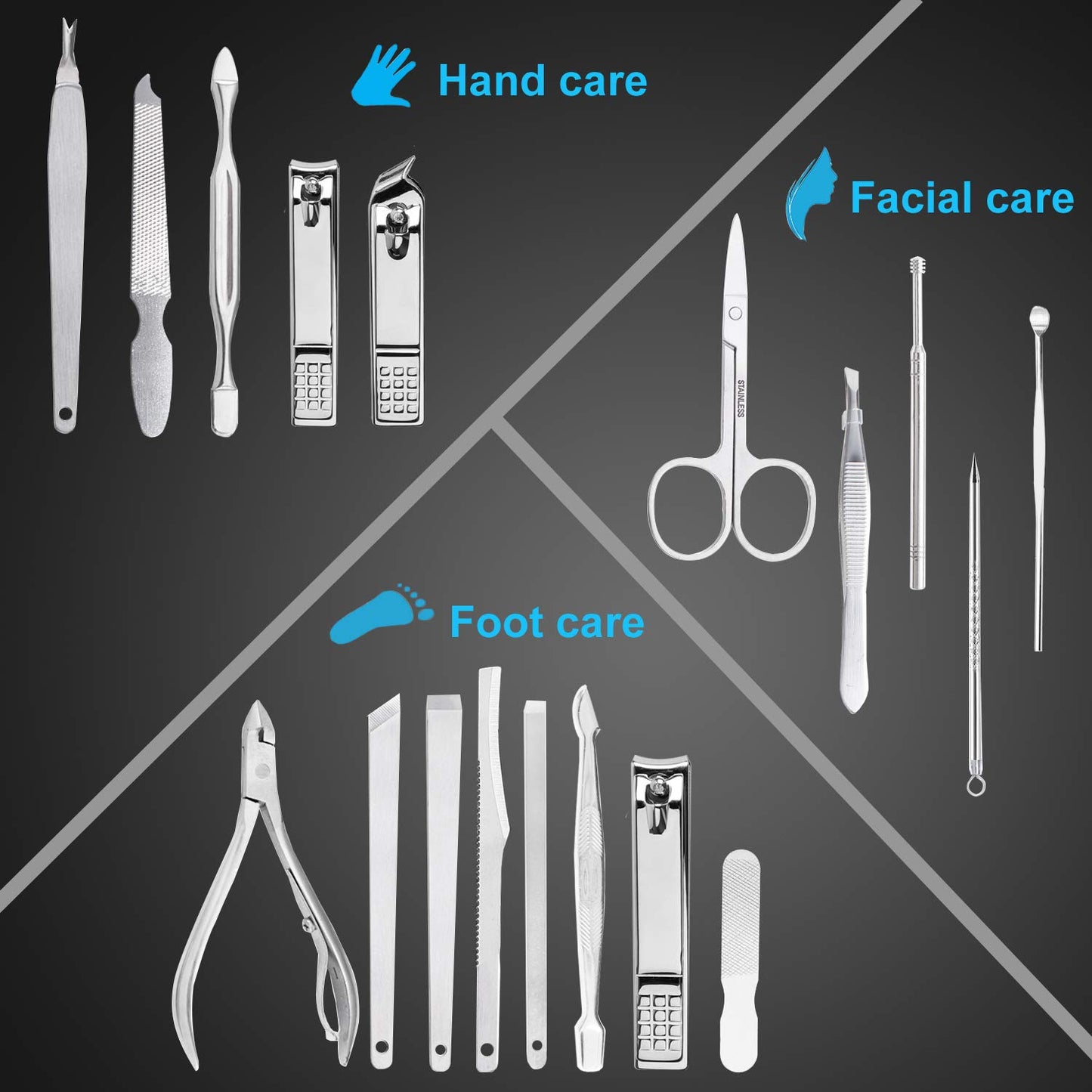 Manicure Set Nail Clippers Pedicure Kit -18 Pieces Stainless Steel Manicure Kit, Professional Grooming Kits, Nail Care Tools with Luxurious Travel Case Health & Beauty > Personal Care > Foot Care Yougai   