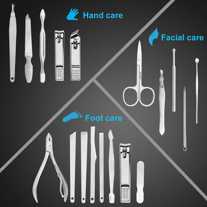 Manicure Set Nail Clippers Pedicure Kit -18 Pieces Stainless Steel Manicure Kit, Professional Grooming Kits, Nail Care Tools with Luxurious Travel Case Health & Beauty > Personal Care > Foot Care Yougai   