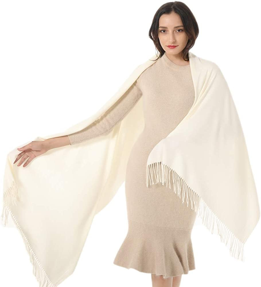 Women Shawl Wrap Scarf Pashmina Gifts Idea Wedding Christmas Birthday Large Soft Stole Apparel & Accessories > Clothing Accessories > Scarves & Shawls Gomust Creamy White  