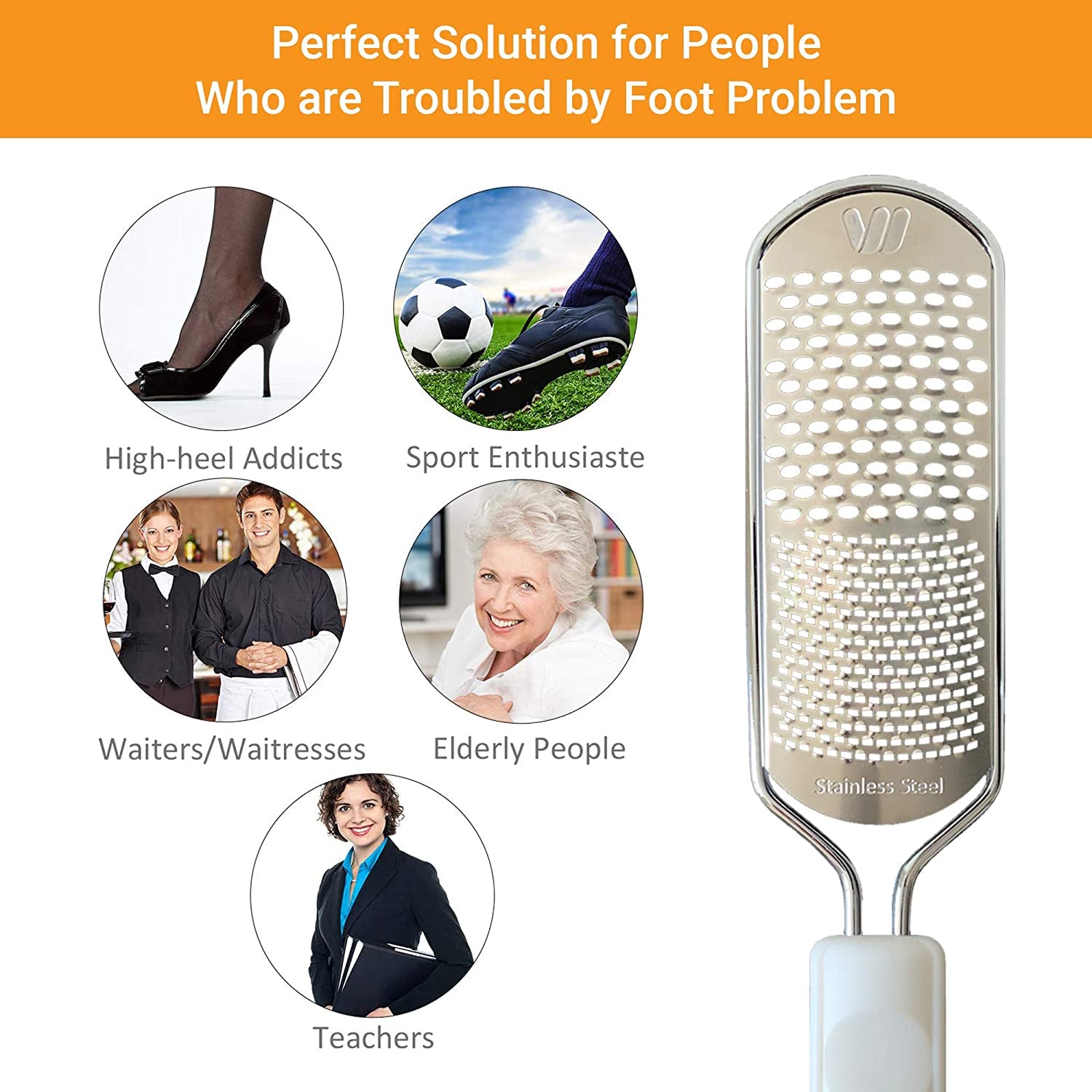 Colossal Foot Rasp Foot File and Callus Remover, Best Foot Care Pedicure Metal Surface Tool to Remove Hard Skin, Can Be Used on Both Wet and Dry Feet, Surgical Grade Stainless Steel File Health & Beauty > Personal Care > Foot Care Whiteh   