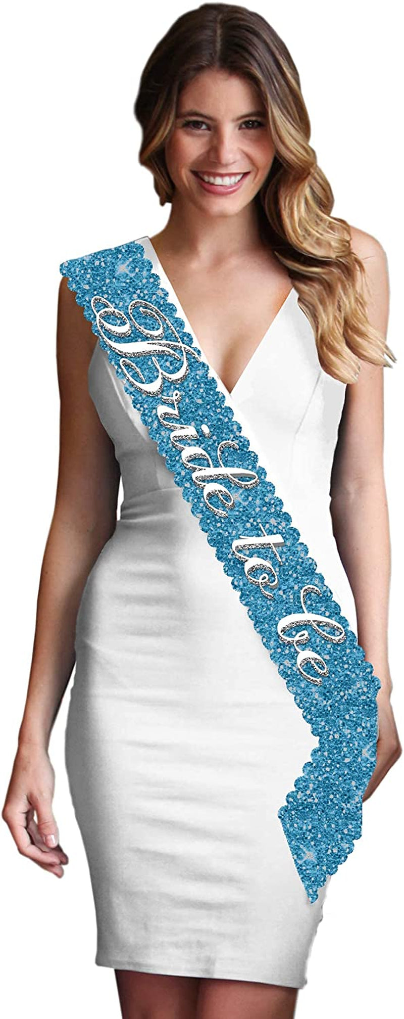 Blue Flirty Bride to Be Sash - Premium BRIDAL GRADE SATIN & Real CRYSTAL Rhinestone Bride to Be Satin Sash - Bachelorette Accessory Bride Gift - Classic Royal Blue Sash(Flrty B2B) Apparel & Accessories > Clothing Accessories > Sashes RhinestoneSash Bride to Be (Turquoise Sparkle) One Size Fits Most 