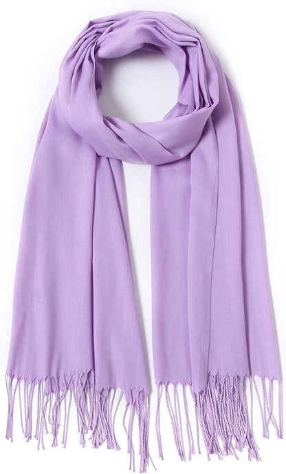 Pashmina Shawls and Wraps Large Scarfs for Women Wedding Party Bridal Long Fashion Solid Shawl Wrap with Fringes Apparel & Accessories > Clothing Accessories > Scarves & Shawls Cindy & Wendy Lavender  