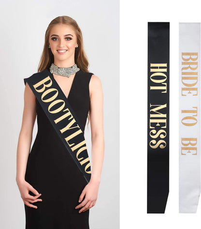Snsowed 12 Pack- Bachelorette Party Bride to Be Sash- Unique Bride Bridesmaid Sashes for Bachelorette Party (Black, Rose Gold Letters) Apparel & Accessories > Clothing Accessories > Sashes Snsowed   
