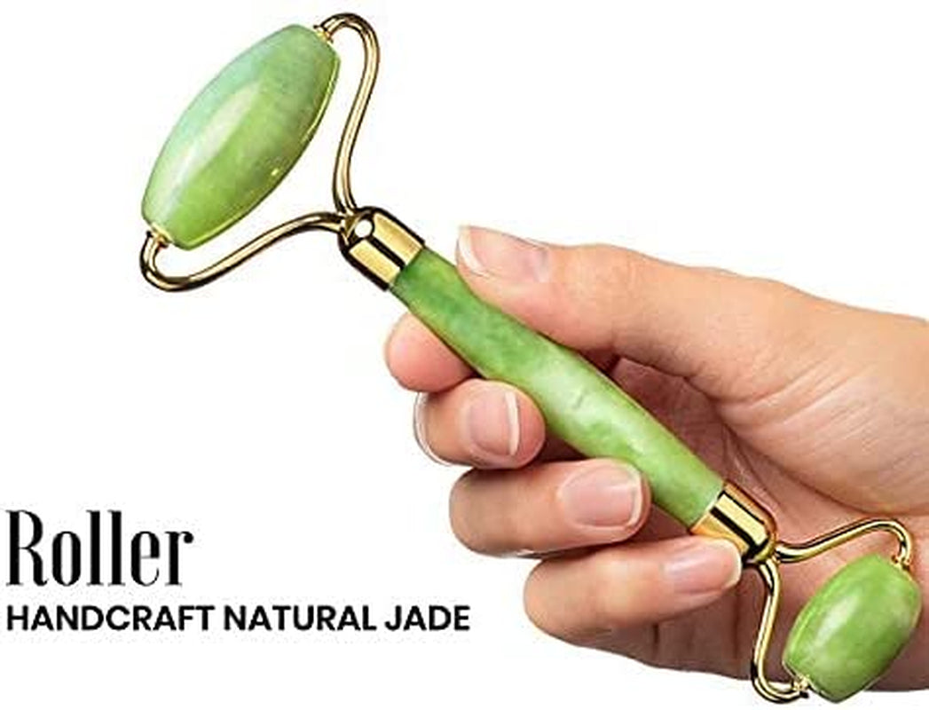 Gua Sha & Face Roller Jade Roller for Face - Natural Healing Crystal Self Care Gifts for Women - Facial Skin Care Tools Muscle Roller Massager Relaxing Relieve Wrinkles (Green) Health & Beauty > Personal Care > Cosmetics > Cosmetic Tools > Skin Care Tools ROSELYNBOUTIQUE   