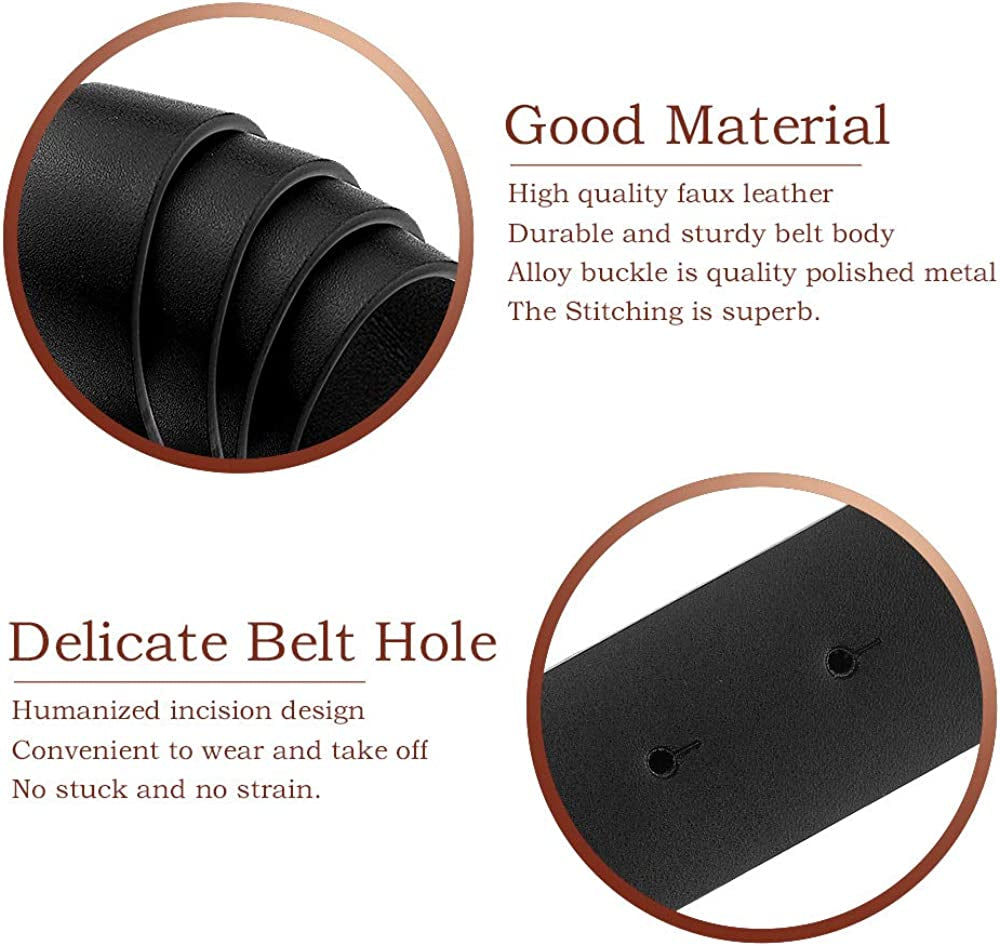 Udekit Women'S PU Leather Belt Double O Ring Soft Faux Leather Waist Belt Apparel & Accessories > Clothing Accessories > Belts Udekit   