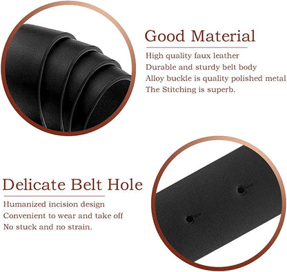 Udekit Women'S PU Leather Belt Double O Ring Soft Faux Leather Waist Belt Apparel & Accessories > Clothing Accessories > Belts Udekit   