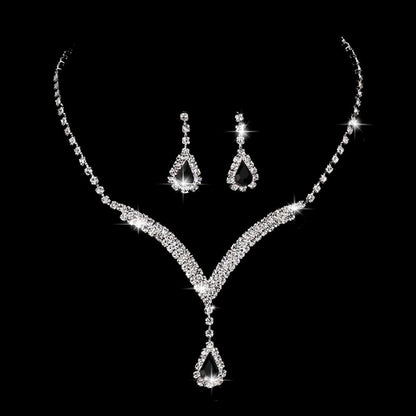 Earent Bridal Rhinestone Jewelry Set Bride Wedding Necklace Earrings Sets Crystal Choker Necklaces Tassel Dangle Earring Costume Prom Jewelry for Women and Girls(Set of 2) (E-Royal Blue) D-Black