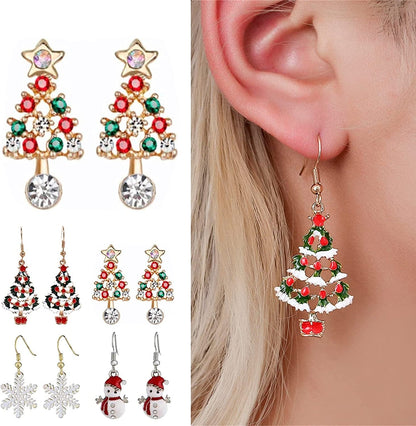 Earrings for Women Christmas Pendants Jewelry Color Xmas Tree Exquisite Cute Snowflake Snowman Earring GITS for Womens Girls A / One Size