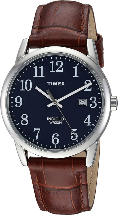 Easy Reader 38Mm Leather Strap Watch Brown Croco/Silver/Blue