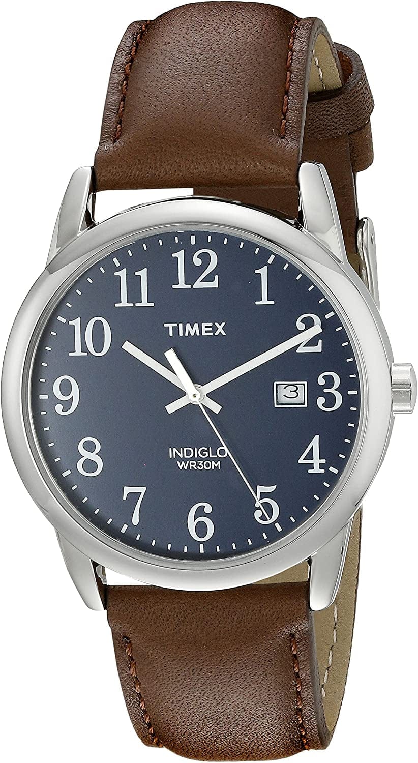 Easy Reader 38Mm Leather Strap Watch Brown/Silver-Tone/Blue