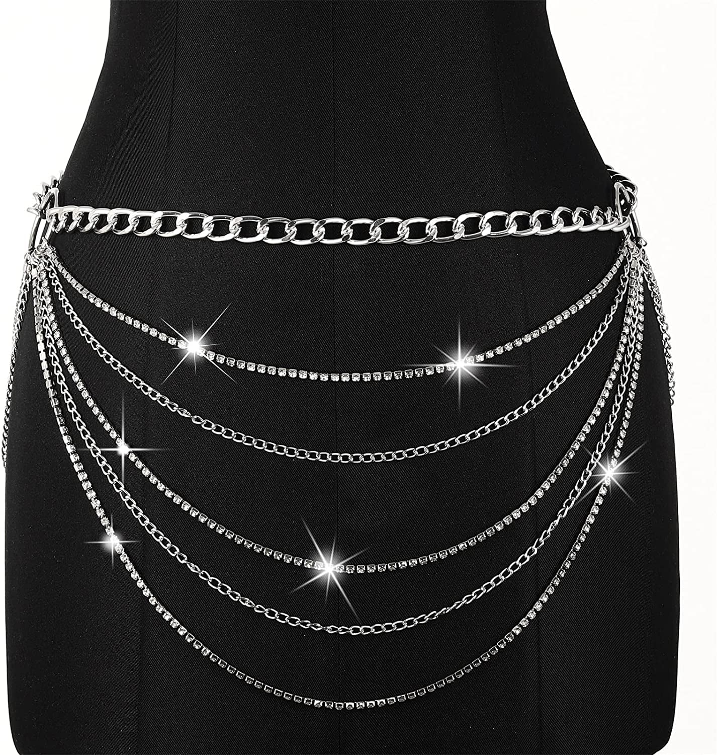 Body Chains Belts for Women Girls Sexy Waist Chain Rhinestone Body Jewelry Rave Outfits Festival Accessories Apparel & Accessories > Jewelry > Body Jewelry FNQUFUJ   
