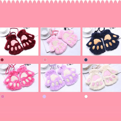 Roselan Cat Paw Gloves Fingerless Faux Fur Plush Gloves Mittens Winter Warm Half Finger Gloves Cute Cat Paw Cosplay Gloves (White, One Size) Apparel & Accessories > Clothing Accessories > Gloves & Mittens Roselan   