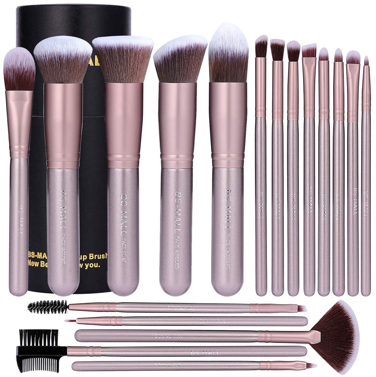 BS-MALL Makeup Brush Set 18 Pcs Premium Synthetic Foundation Powder Concealers Eye Shadows Blush Makeup Brushes with Black Case (Champagne Gold) Health & Beauty > Personal Care > Cosmetics > Cosmetic Tools > Makeup Tools BS-MALL Purple  