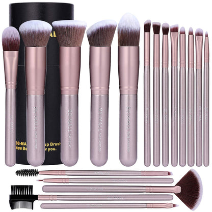 BS-MALL Makeup Brush Set 18 Pcs Premium Synthetic Foundation Powder Concealers Eye Shadows Blush Makeup Brushes with Black Case (Champagne Gold) Health & Beauty > Personal Care > Cosmetics > Cosmetic Tools > Makeup Tools BS-MALL Purple  
