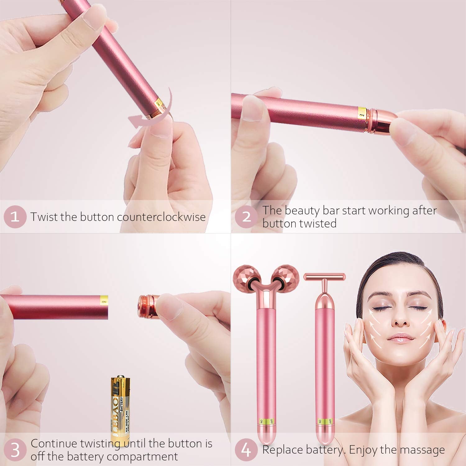 Face Massager Kit 3D Face Roller Massager T Shape Facial Massager Set Electric Skin Massager Tool Health & Beauty > Personal Care > Cosmetics > Cosmetic Tools > Skin Care Tools HEYFYV   