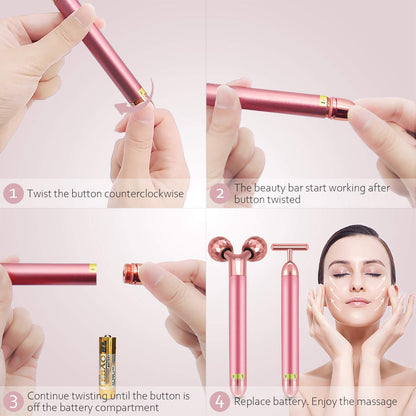 Face Massager Kit 3D Face Roller Massager T Shape Facial Massager Set Electric Skin Massager Tool Health & Beauty > Personal Care > Cosmetics > Cosmetic Tools > Skin Care Tools HEYFYV   