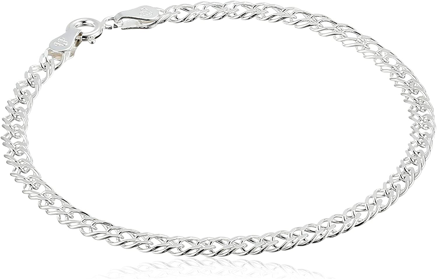 Collection Sterling Silver Interlocking Geometric Link Bracelet Apparel & Accessories > Jewelry > Bracelets Amazon Collection 7.25 Inches  