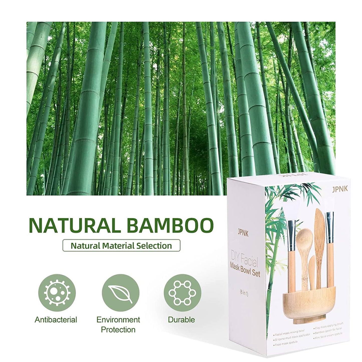 JPNK Facial Mask Bowl Set Bamboo, New DIY 6Pack DIY Clay Mask Mixing Kit with Mask Brushes and Bowl, Bamboo Mask Mixing Tools for Mixing Clay Mask DIY Health & Beauty > Personal Care > Cosmetics > Cosmetic Tools > Skin Care Tools JPNK   