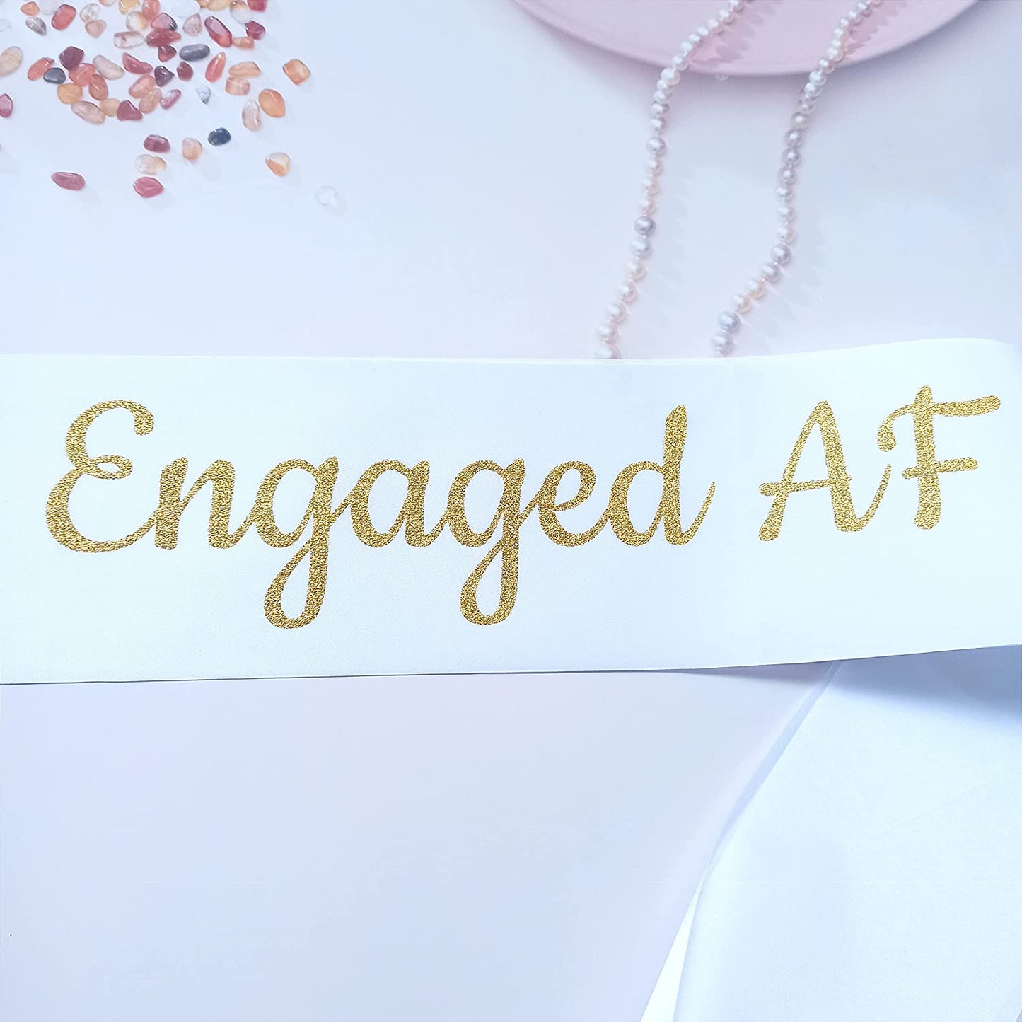 Magnusson'S Garden Engaged AF Sash, I Said Yes Couple Wedding Party, Bridal Shower, Bachelor, Bachelorette, Engagement Party Accessory, Gift for Women, Bride, Groom-To-Be, Future Mr and Mrs, Gold Apparel & Accessories > Clothing Accessories > Sashes Magnusson's Garden   