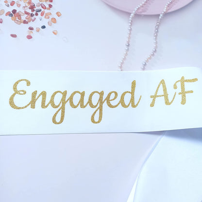 Magnusson'S Garden Engaged AF Sash, I Said Yes Couple Wedding Party, Bridal Shower, Bachelor, Bachelorette, Engagement Party Accessory, Gift for Women, Bride, Groom-To-Be, Future Mr and Mrs, Gold Apparel & Accessories > Clothing Accessories > Sashes Magnusson's Garden   