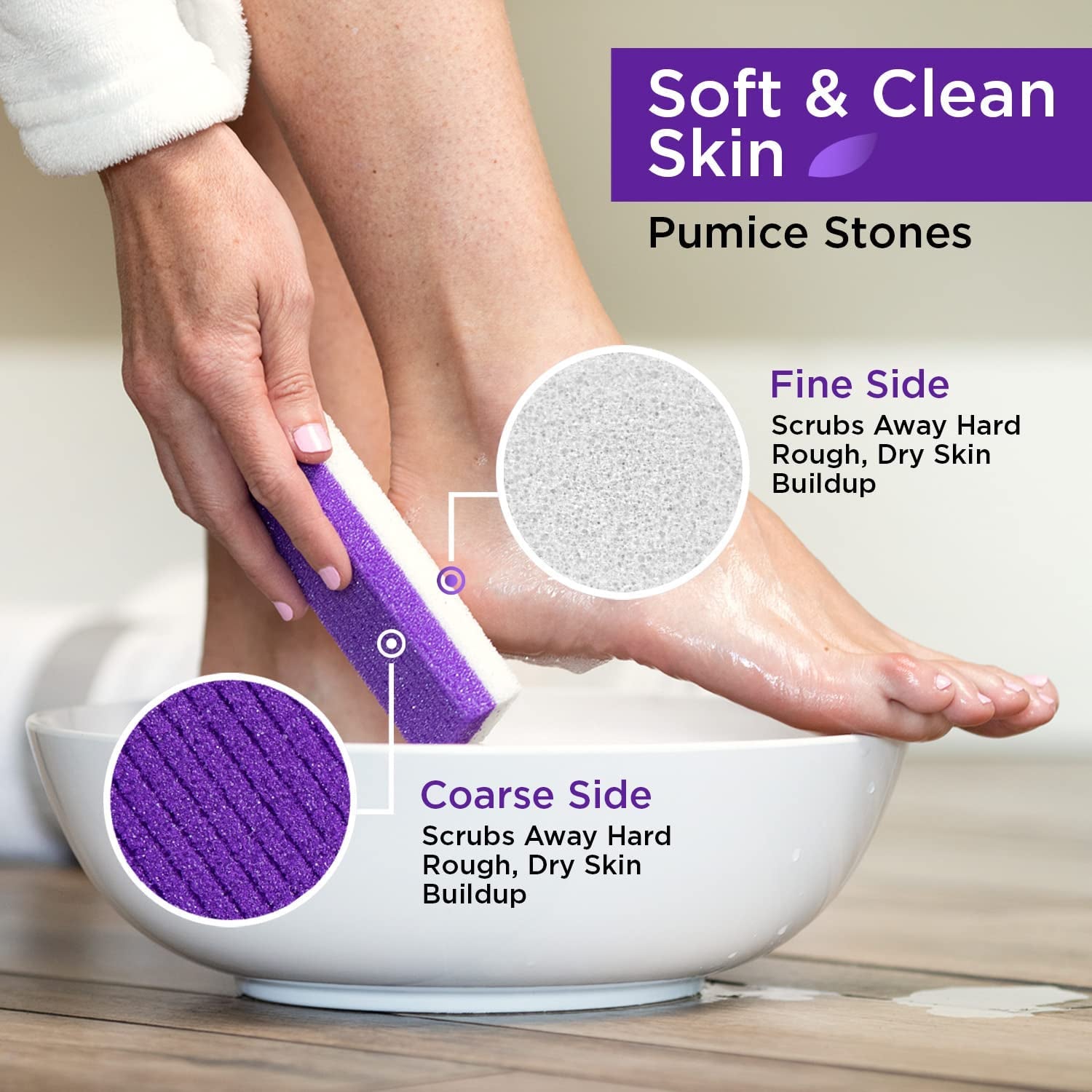 DAILY REMEDY Foot Callus Remover Set - Includes 1 Stainless Rasp Foot File, 4 Premium Pumice Stone and 1 Nail Brush, Best Foot Care Pedicure Tools to Remove Hard Dry Skin (Purple) Health & Beauty > Personal Care > Foot Care DAILY REMEDY   