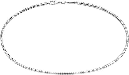 Savlano 925 Sterling Silver Solid Italian Figaro, Rope,Herringbone, Curb, Ball Bead, Snake, Mariner Chain Anklet for Women & Girls, Comes in 0.8Mm - 5Mm Gift Box Apparel & Accessories > Jewelry > Anklets Savlano Snake 0.8mm 9.0 Inches 