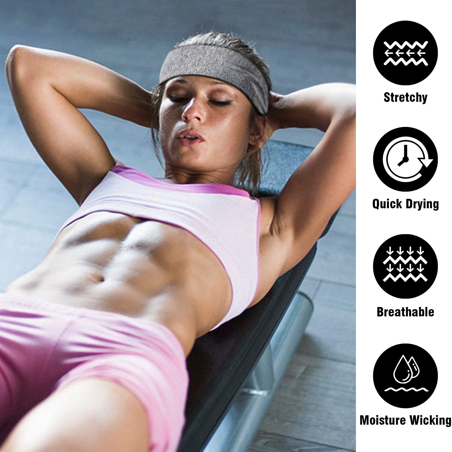 ELV Head Tie Sports Headband 3 Pack Dry Fit Sweatband for Running, Working Out, Crossfit, Yoga, Basketball,Tennis, Athletics and Pirates with Stretch, Moisture Wicking for Men Women Apparel & Accessories > Clothing Accessories > Bandanas & Headties E LV   