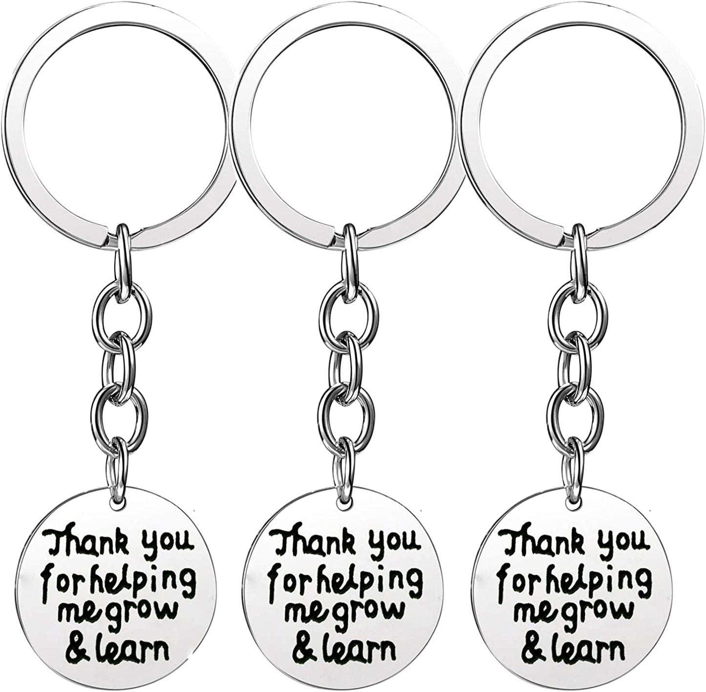 Pack of 3 Teacher Bangles Gifts for Teacher Open School Gifts for Teachers Thank You Bangle Bracelets Apparel & Accessories > Jewelry > Bracelets Nzztont 3PCs Keychain Style 01- Thank You For Helping Me Grow & Learn  