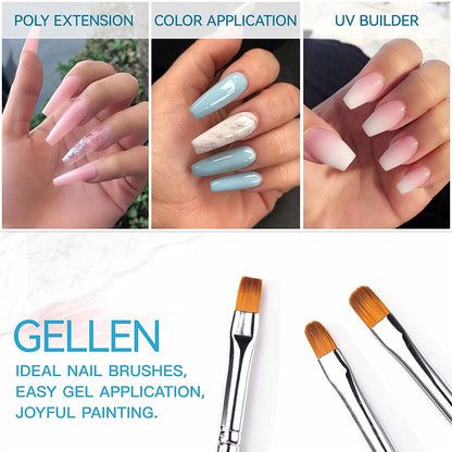 Gellen 6Pcs Gel Nail Brush Set, Nail Art Design Brushes for Color, UV Builder Gel Brush, Poly Extension Gel Brush, Nail Art Painting Tools , for Salon at Home DIY Manicure Health & Beauty > Personal Care > Cosmetics > Cosmetic Tools > Nail Tools GELLEN   