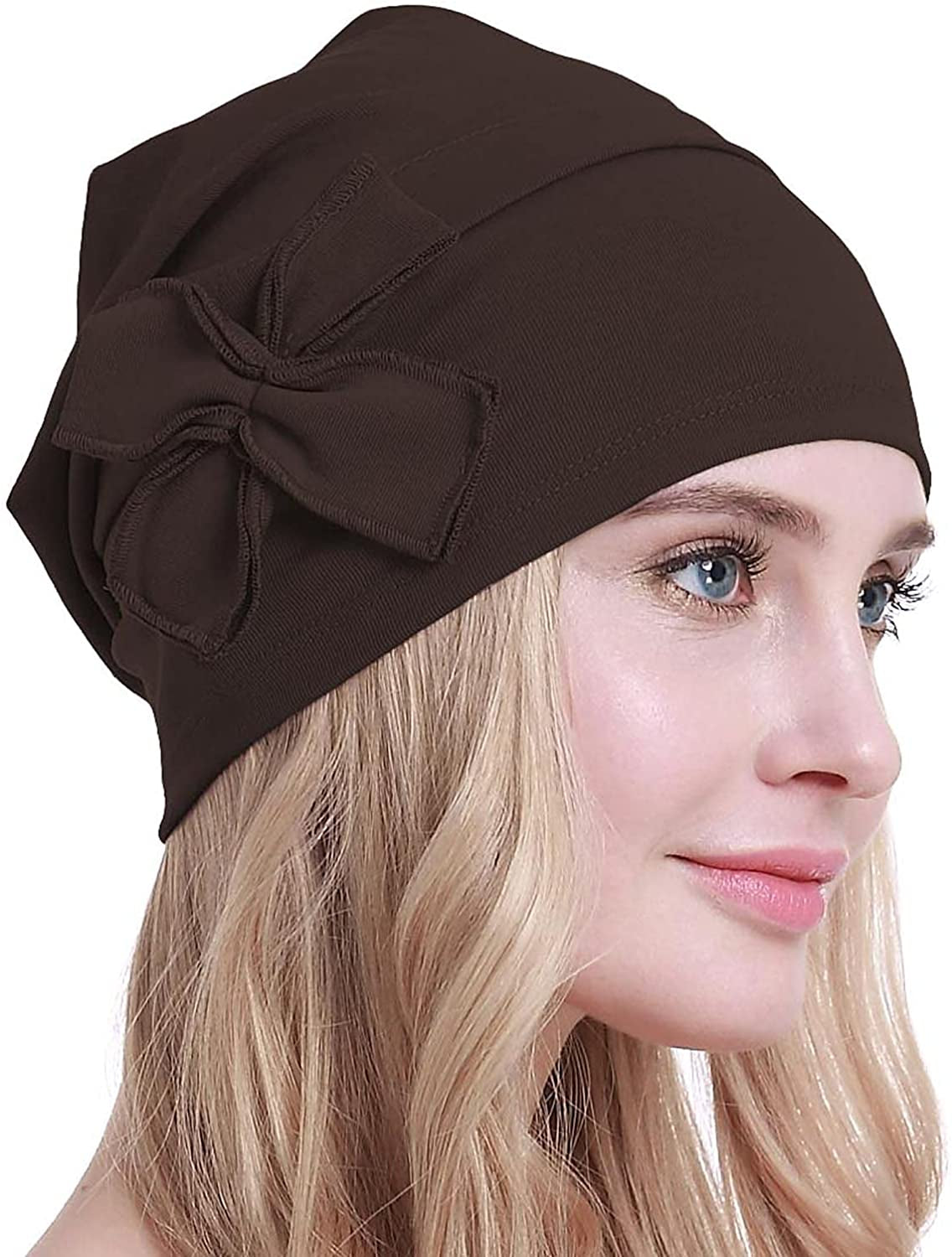 Osvyo Cotton Chemo Turbans Headwear Beanie Hat Cap for Women Cancer Patient Hairloss Apparel & Accessories > Clothing Accessories > Headwear osvyo Cotton Light-coffee One Size 