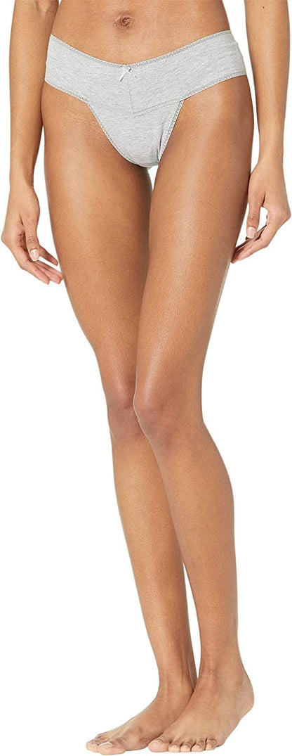 Eberjey Womens Pima Everyday V-Thong Heather Grey / Large-X-Large