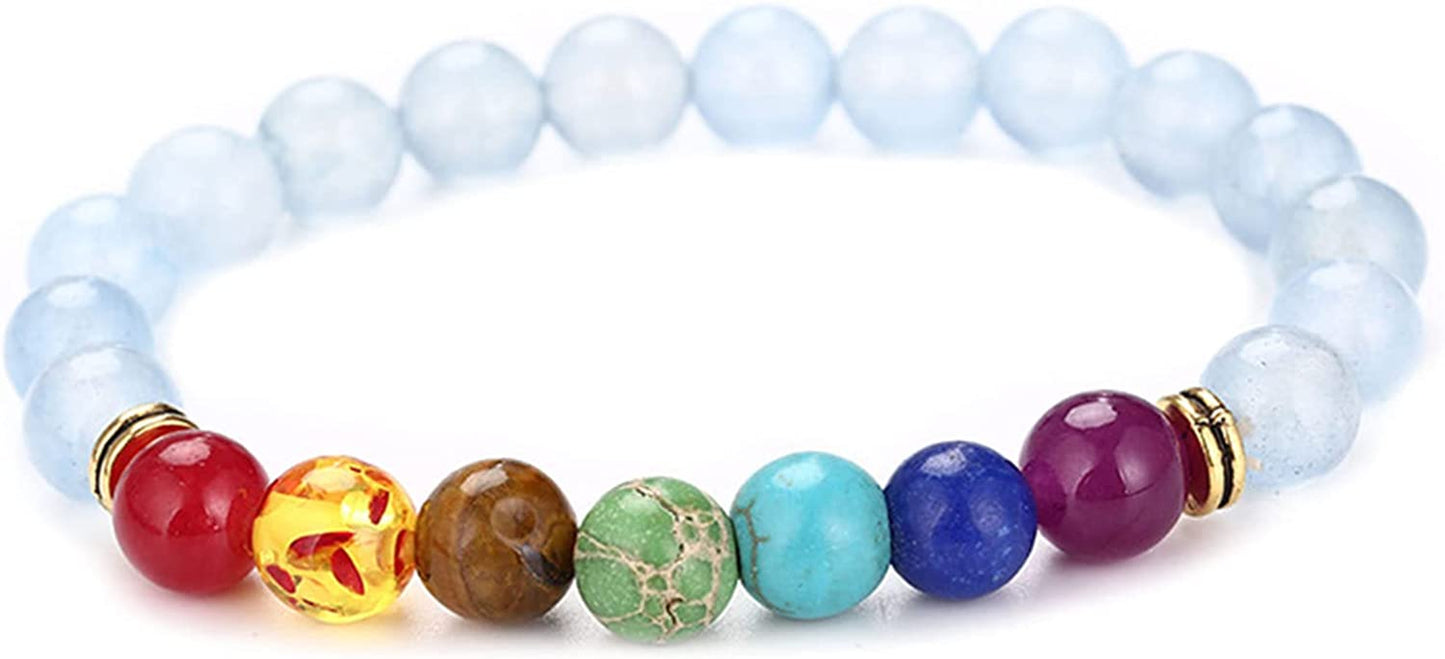 Healing Crystals Bracelet Natural Gemstones Beads Bracelet Elastic Natural Stone Yoga Beads Bracelet Apparel & Accessories > Jewelry > Bracelets Generic Light Blue  